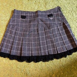 Current mood grey pleated plaid mini skirt with lace XS